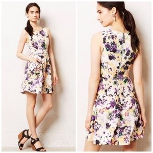 Anthropologie Maeve Neon Florals Fit-n-Flare Dress